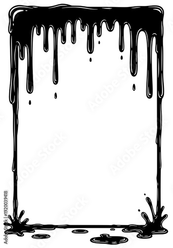 Ink splatters forming a frame around empty space viewed from directly above