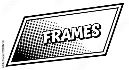 Graphic illustration of frames and borders with halftone effects and geometric shapes viewed closely