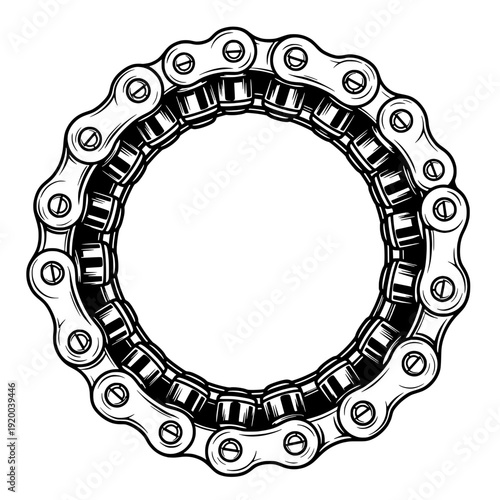 Detailed technical illustration of a bicycle chainring with mechanical components and industrial design elements viewed from the front