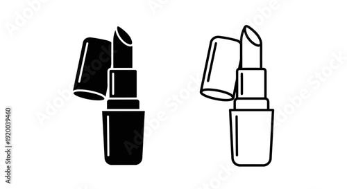 Lipstick and lip gloss set, minimalist cosmetic illustration, beauty makeup design Vector