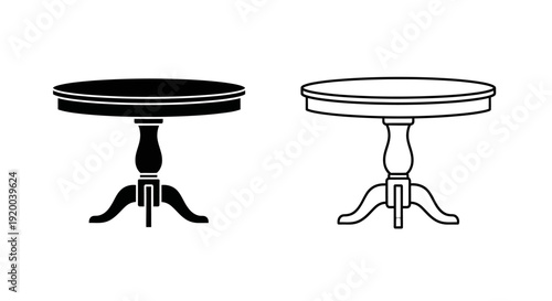 Elegant table designs with unique pedestals for modern interiors Vector