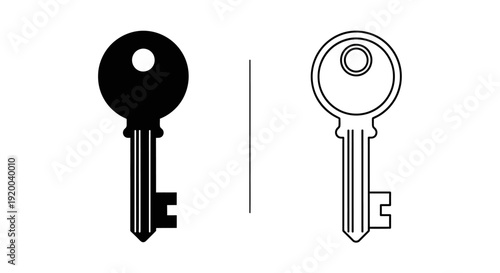 Two different keys with unique designs and color variations, vintage style Vector