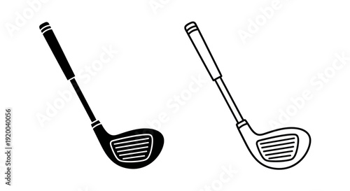 Two golf clubs illustration, golf clubs drawing, golf clubs sketch, golf clubs line art Vector