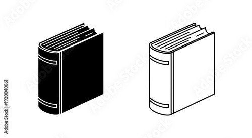 Two books, one black and one white, standing side by side on a surface Vector