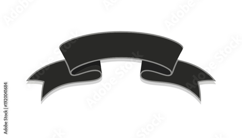 A classic black ribbon banner with curved ends, perfect for adding a touch of elegance to designs and presentations