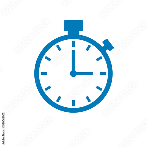 Blue outline alarm stop watch icon isolated. Simple time reminder symbol for schedule and deadline concept.