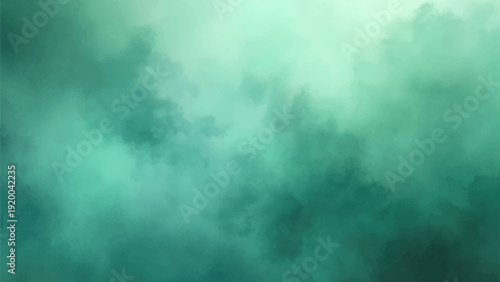 Vector Ethereal Abstract turquoise backdrop featuring layers of vaporous wisps, simulating an ethereal, painterly effect, with rich shades, evoking serenity.