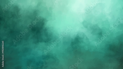 Vector Abstract dreamy turquoise-green watercolor-style clouds texture with blurred gradient effect background 