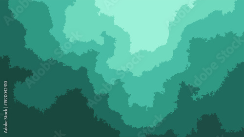 Vector Abstract digital layers in shades of turquoise and teal, creating a sense of depth, with textured visual. Nature and organic concept.