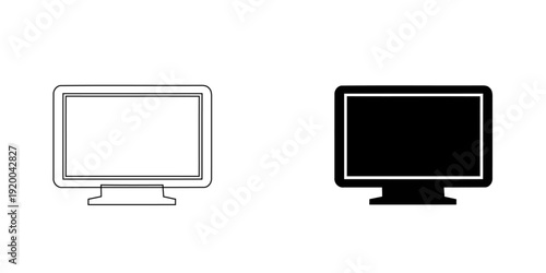 Computer Monitor Icon , Desktop Display Screen and Smart TV Vector Symbols