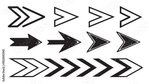Set of black arrow icons in different directions for web and design use