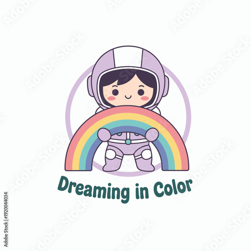 Astronaut and Rainbow: A charming astronaut character cradles a vibrant rainbow, creating a scene of hope, dreams, and endless possibilities.