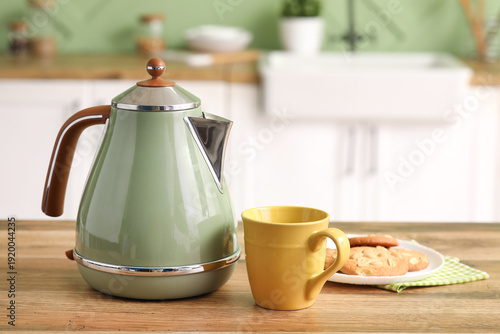 Modern green electric kettl...