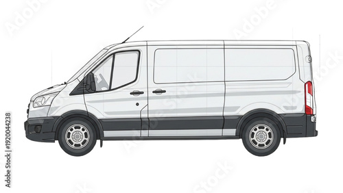 Detailed vehicle autocad blueprint of a modern van on a white background from a side view