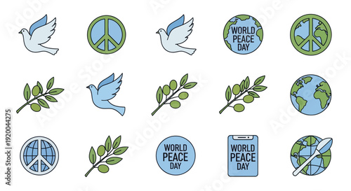 World Peace Day Symbols: Doves, Olive Branches, Peace Signs, and Globes