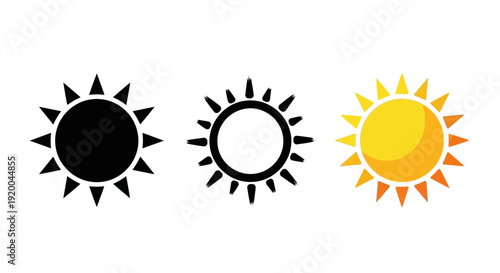 Collection of three distinct artistic representations of a potted monstera deliciosa houseplant including silhouette line art and flat color illustration styles