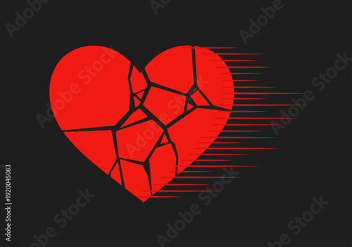 Broken Red Heart Symbolizing Heartbreak.
