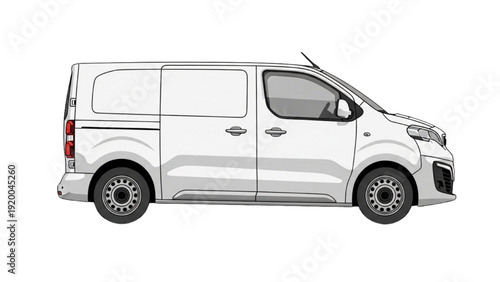 Detailed vehicle autocad blueprint of a modern van in profile view showcasing its sleek design and technical specifications