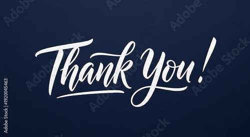 Elegant Thank You Calligraphy on Dark Blue Background.