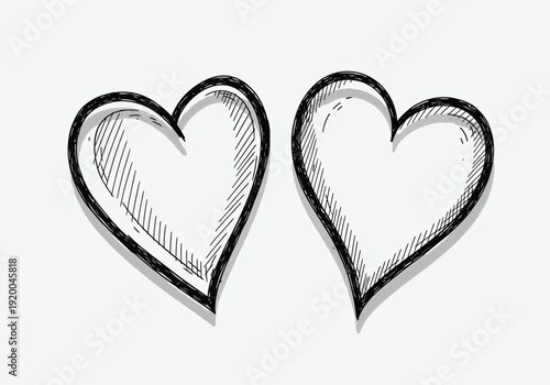 Hand Drawn Heart Shapes Illustration.