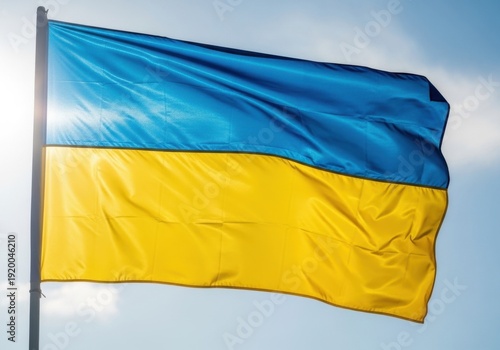 Ukraine Flag Against Blue Sky