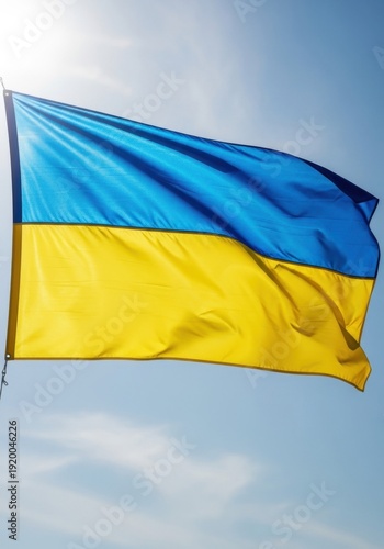Ukraine Flag Against Blue Sky