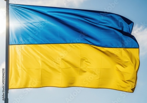 Ukraine Flag Against Blue Sky