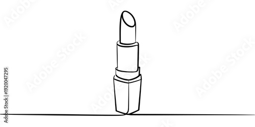 A simple black and white line drawing of a single lipstick tube standing upright on a white background.