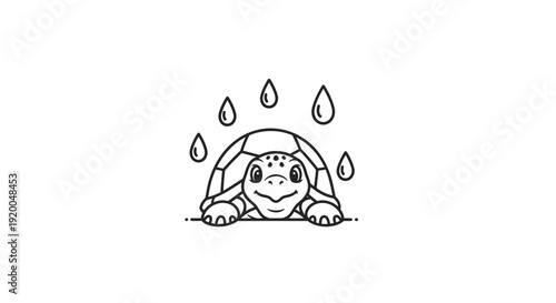 Turtle Emerging from Water with Droplets