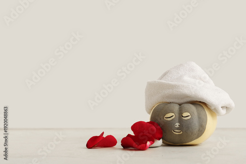 Funny pumpkin with facial m...
