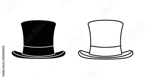 Two top hats, one black and one white, silhouette, vector illustration, icon, design Vector