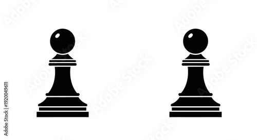 Black chess pawns on white background, isolated vector illustration of chess pieces Vector