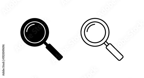Magnifying glasses, search icons, investigation tools, detective symbols Vector