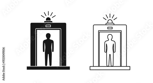 Security scanner illustration, full body scanner, airport security, digital art, vector Vector