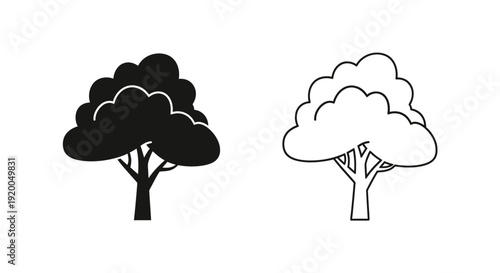 Two trees with different shades of black and white illustration, vector image Vector