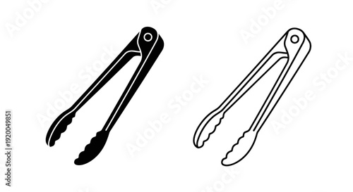 Tongs, kitchen tools, cooking utensils, stainless steel, grilling, serving, bbq, cooking Vector