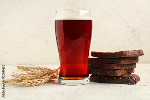 Glass of fresh kvass with s...
