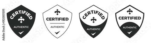 Certified authentic set badges, logos, patchs design element.