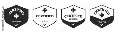 Certified trusted set badges, logos, patchs design element.
