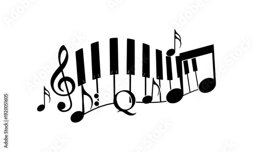 Creative Piano Keys and Musical Notes Design.
