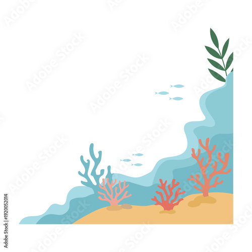 Vector Underwater Coral Reef Border