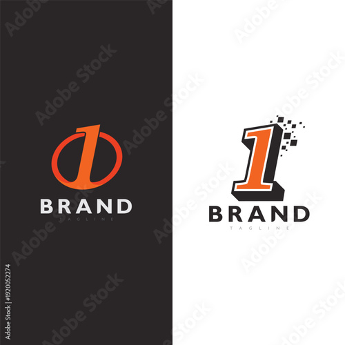 Bold number one icon logo design for technology startup brand identity visual concept