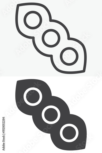 Soy pod icon set in line and solid style. Outline and filled soybean pod icon with editable stroke vector sign and symbol for organic vegan protein and plant food.