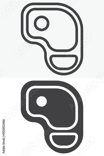 Meat steak icon set in line and solid style. Outline and filled beef steak icon with editable stroke vector sign and symbol for organic butcher shop and protein food.