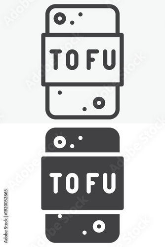 Tofu cheese icon set in line and solid style. Outline and filled tofu block icon with editable stroke vector sign and symbol for organic vegan protein and soy food.