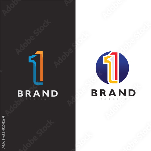 number one mark logo with futuristic gradient style branding element visual asset