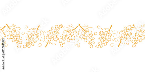 Grapes Seamless Border. Vineyard Border Graphic, Seamless Grape background. Decorative Grapes Border, Menu and Packaging