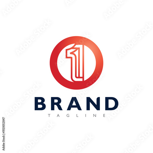 Classic number one badge logo in vintage style for retro branding design needs