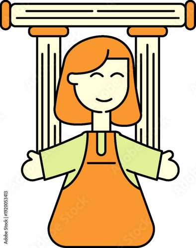 Architecture Happy woman controlling strings on marionette