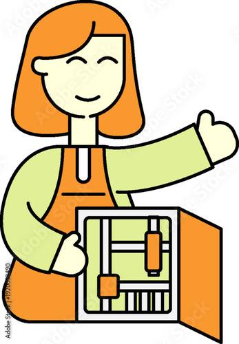 Architecture Smiling woman presenting information with a friendly gesture